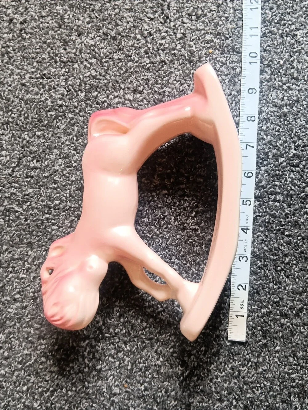 50s Pink Ceramic Rocking Horse Planter Vintage Whimsy Home Decor Cottagecore